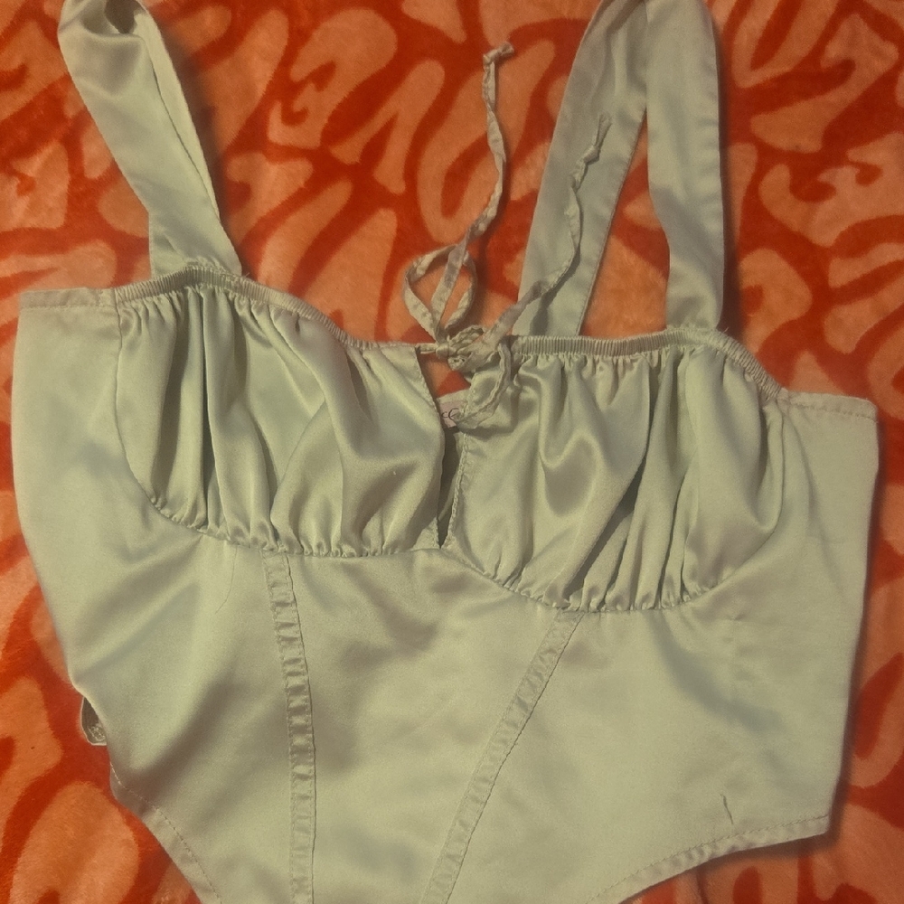 Crave Fame Satin Bodysuit in Light Gray